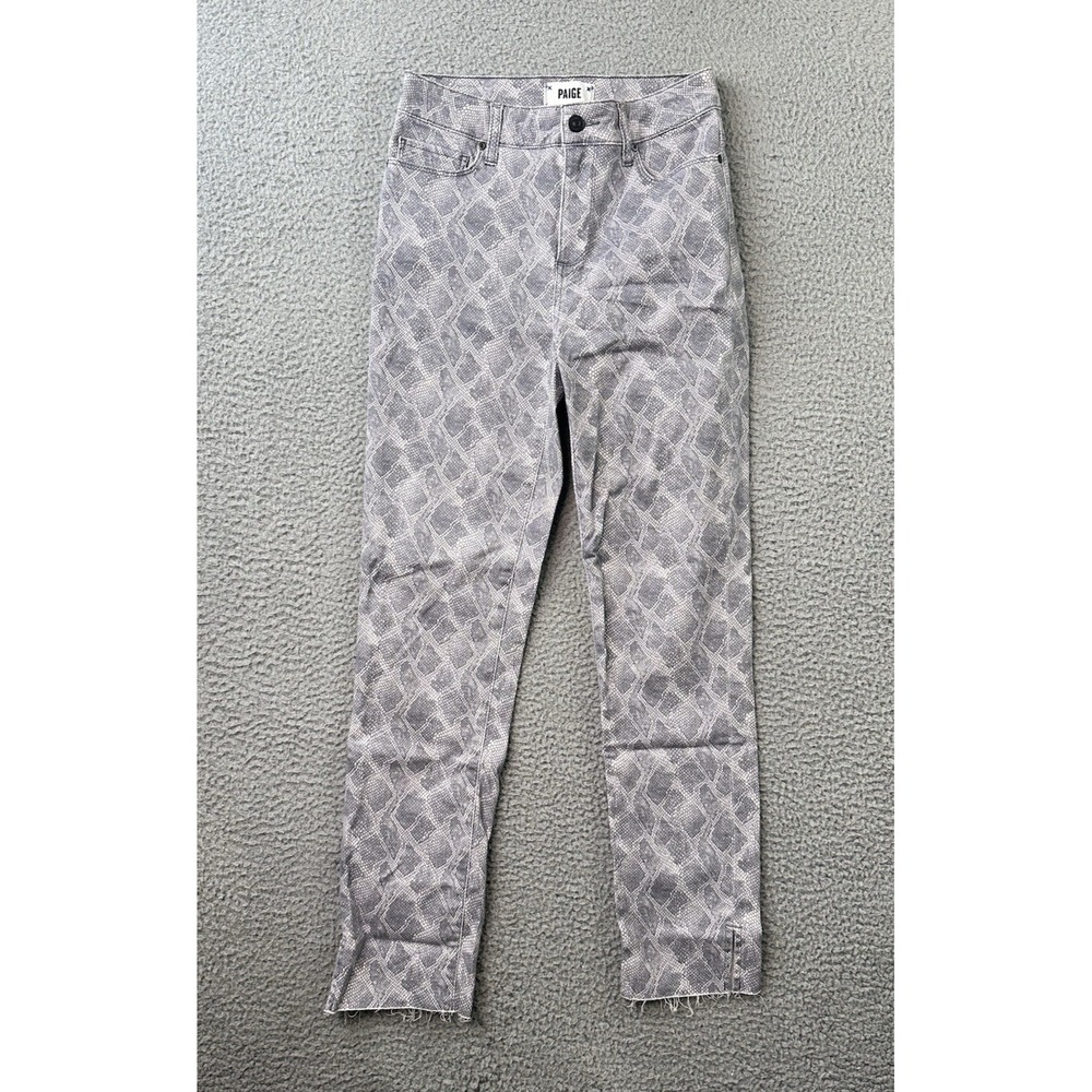 PAIGE Snake Print Ankle Jeans in Gray and White size 26